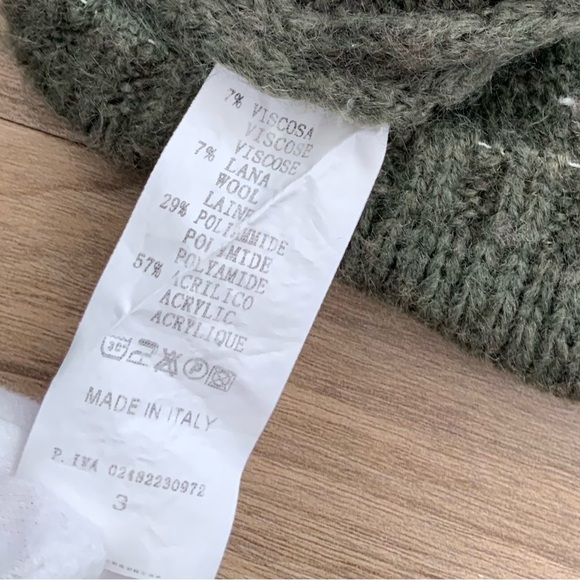 Olive Green Clouds Wool Blend Cardigan - Picture 6 of 6